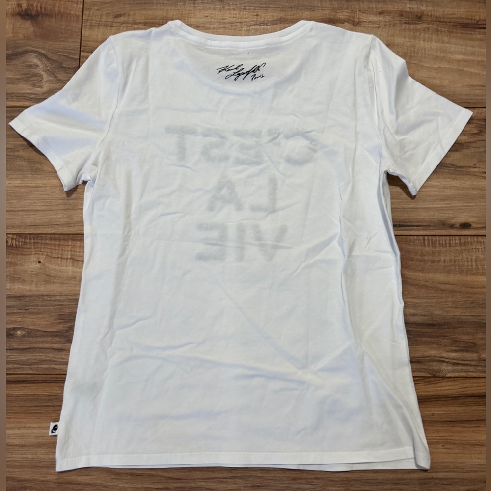 Karl Lagerfeld White C'est La Vie Tee - Picture 9 of 10